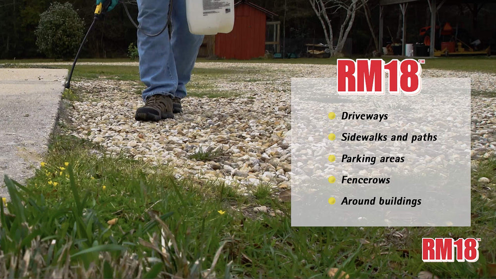 Application of RM18 Fast-Acting Weed Killer in garden