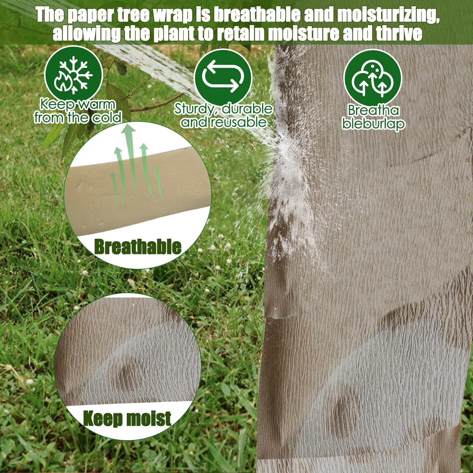 Application of Vecacosic tree wrap on a young tree