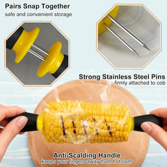 AQRINGO Corn Holders being used on a corn on the cob