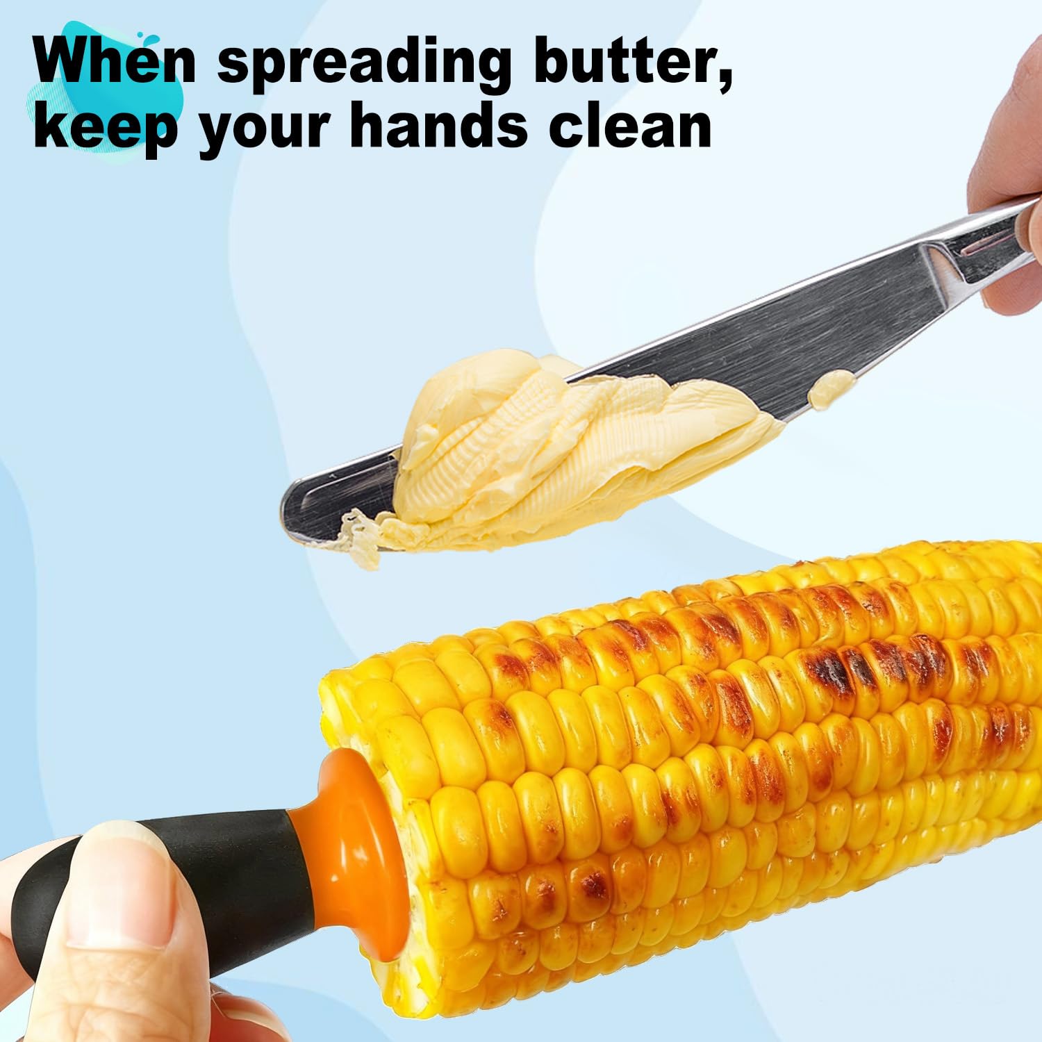 AQRINGO Corn Holders displayed on a picnic table