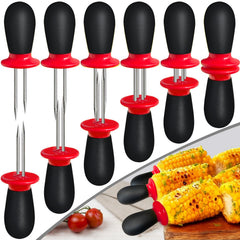 AQRINGO Corn Holders Set, 12 Pcs Red-Black, front view