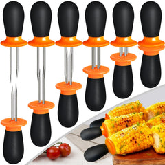 AQRINGO Corn Holders set of 12 pieces in orange-black colour