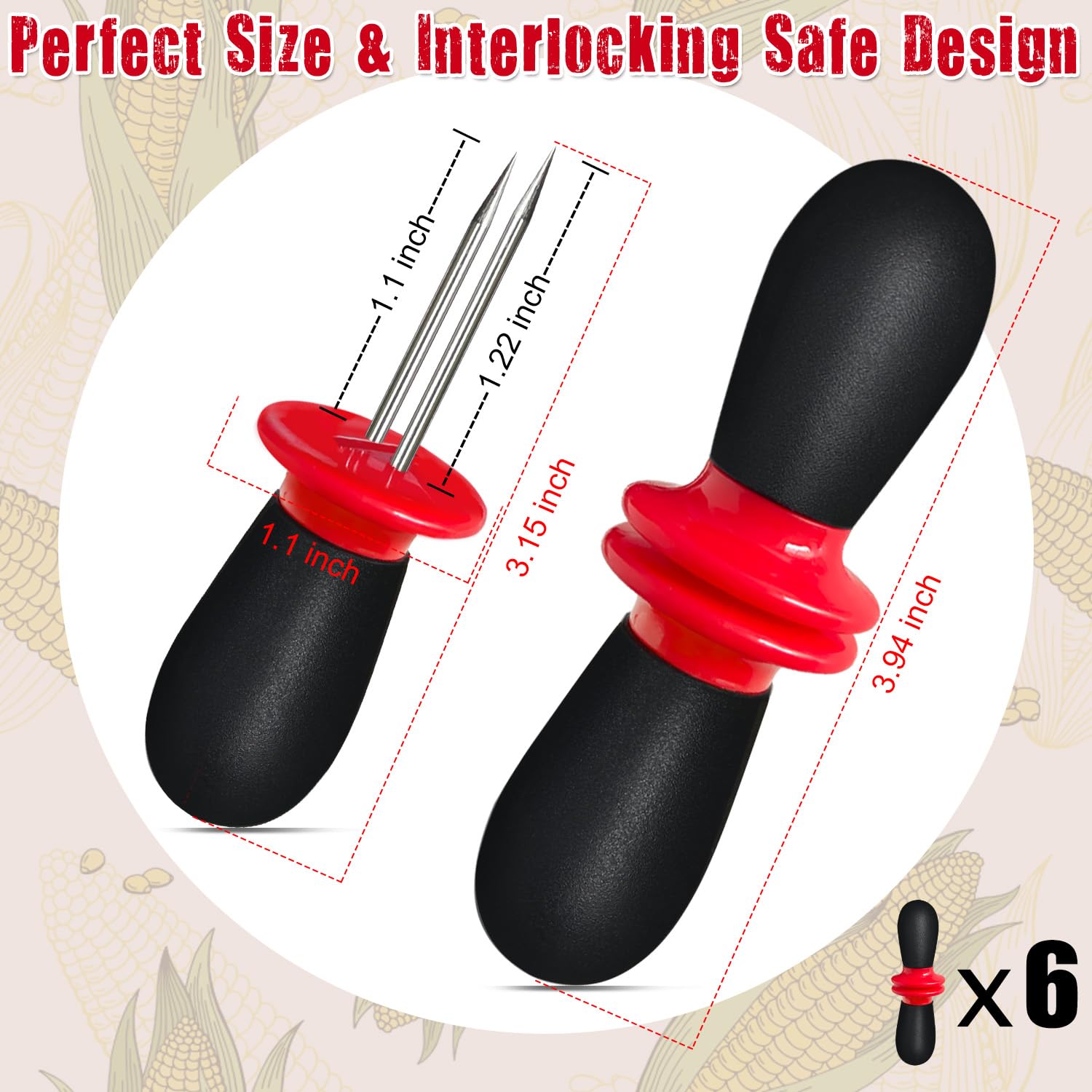 AQRINGO Corn Holders showing ergonomic silicone handle