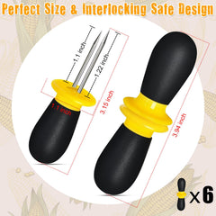 AQRINGO Corn Holders with stainless steel pins and silicone handles