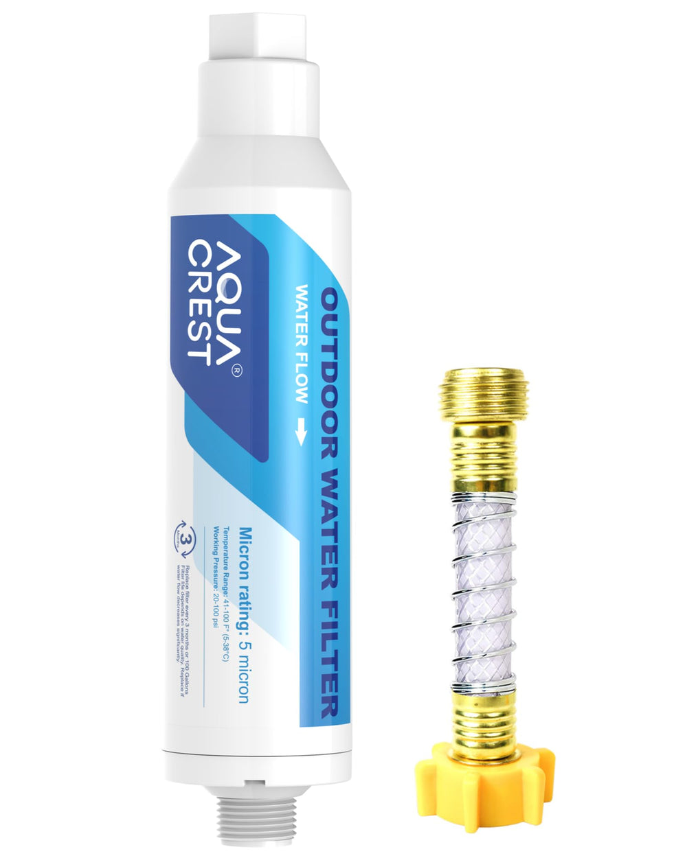 AQUA CREST Hard Water Filter for hose, front view
