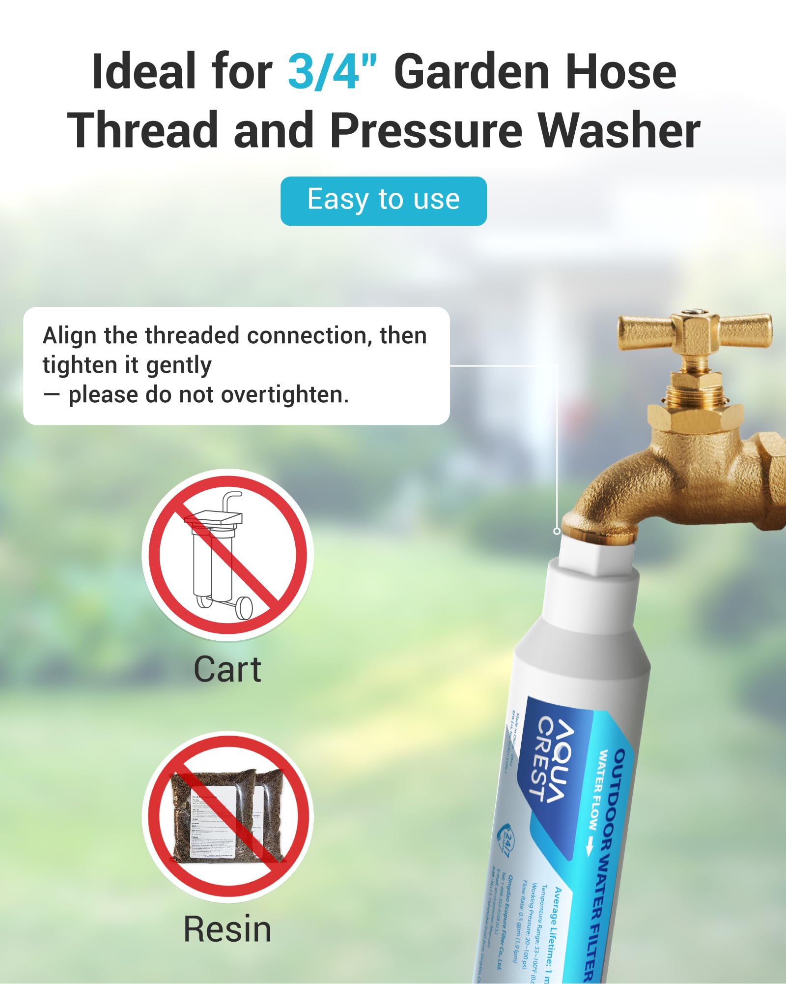 AQUA CREST Hard Water Filter in use for car washing
