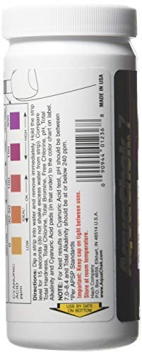 AquaChek 7-Way Test Strips in use testing pool water