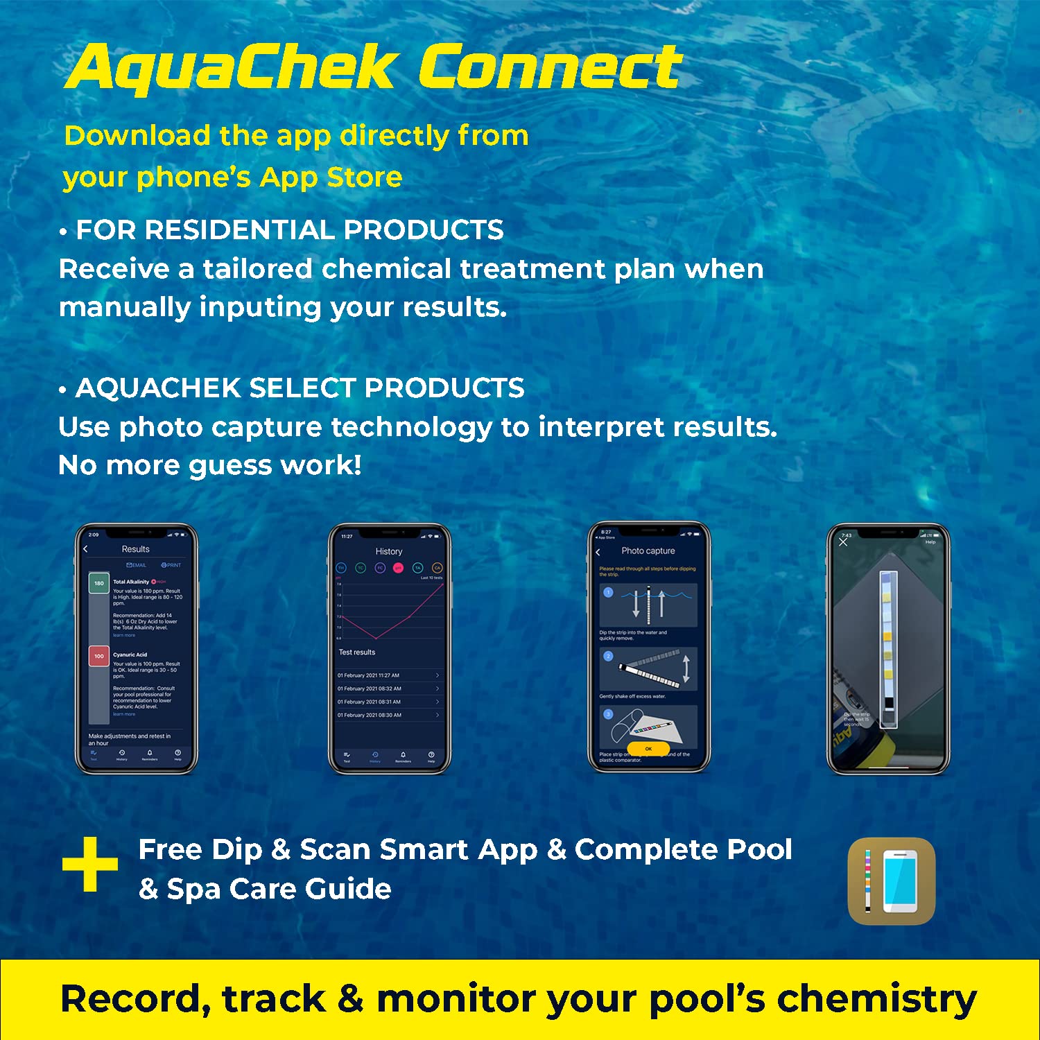 AquaChek 7-Way Test Strips showing individual strip