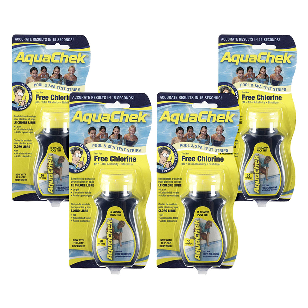 AquaChek Free Chlorine Swimming Pool Test Strips 4-Pack front view