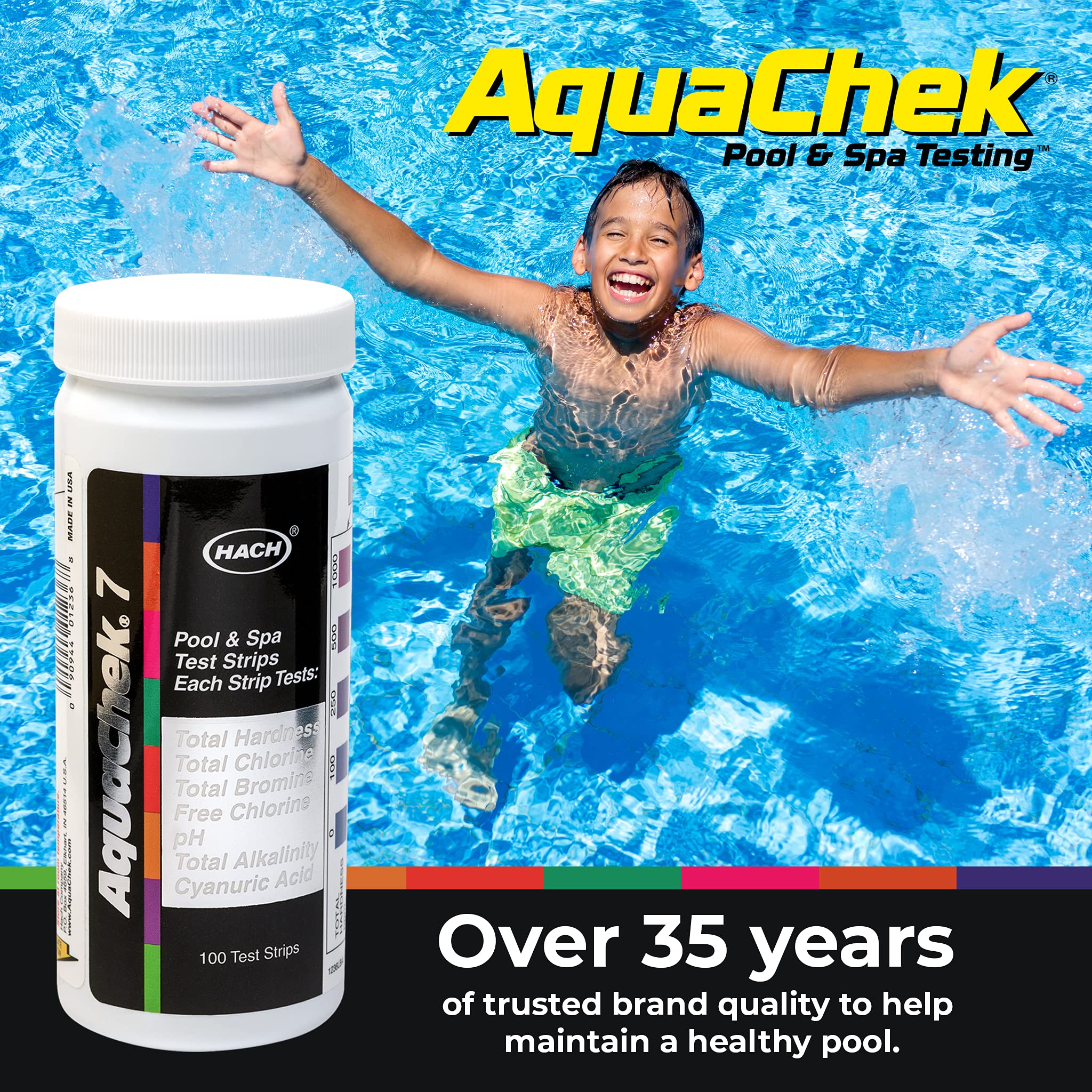 AquaChek test strips in hand for easy testing