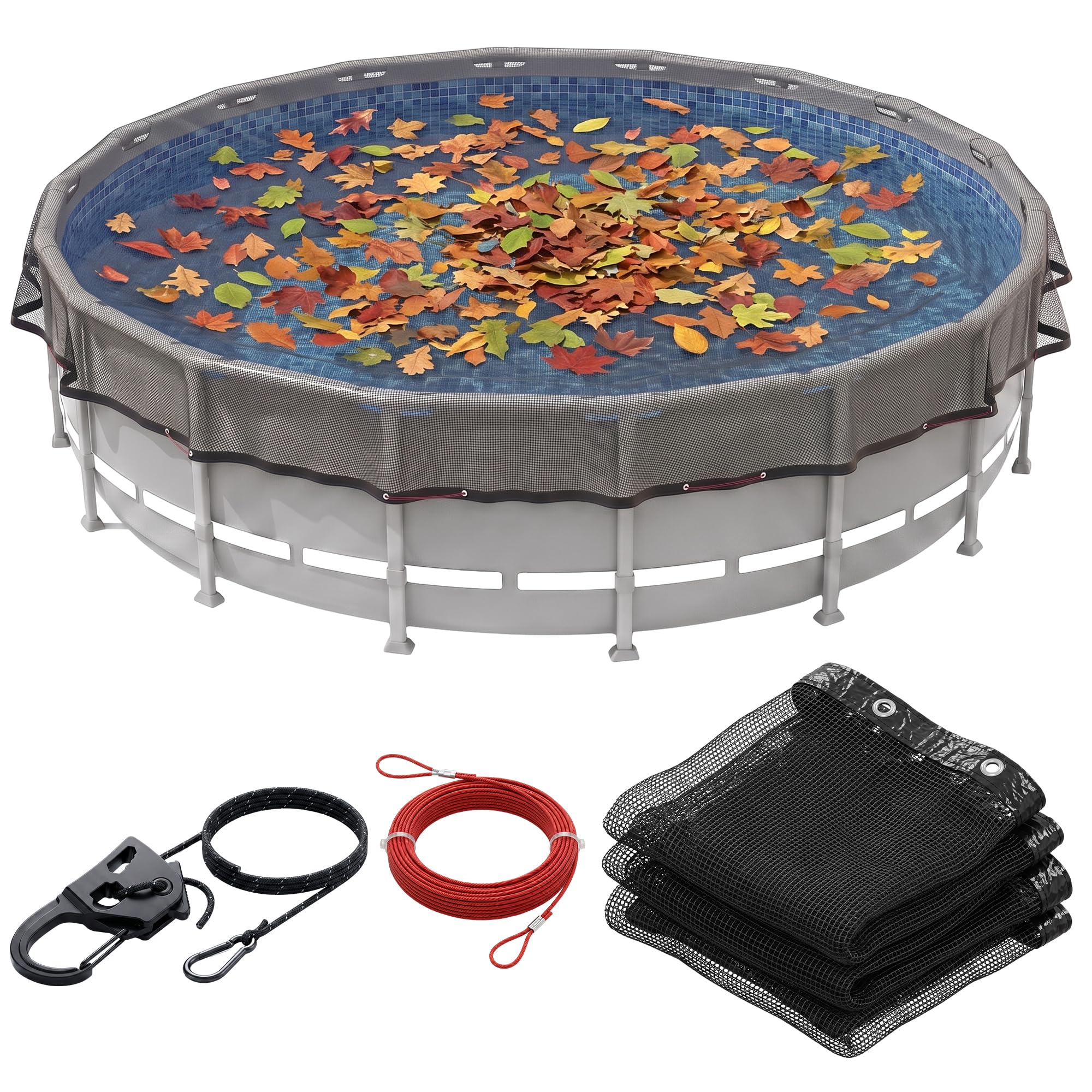AquaJoyer 21' Round Pool Leaf Net Cover front view