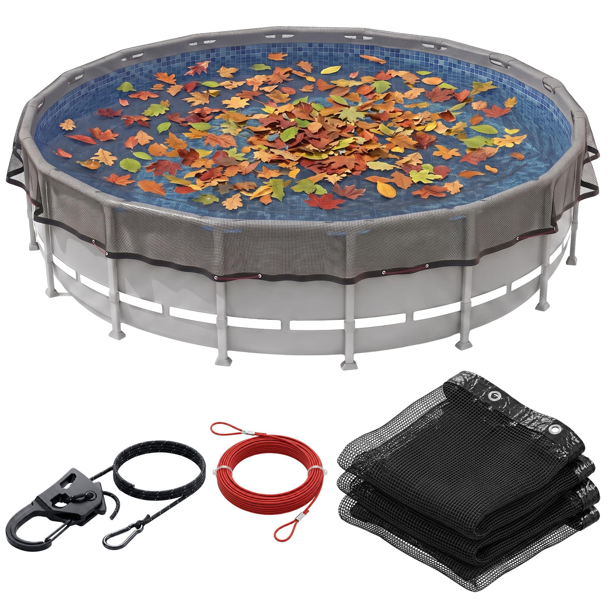 AquaJoyer 21' Round Pool Leaf Net Cover front view