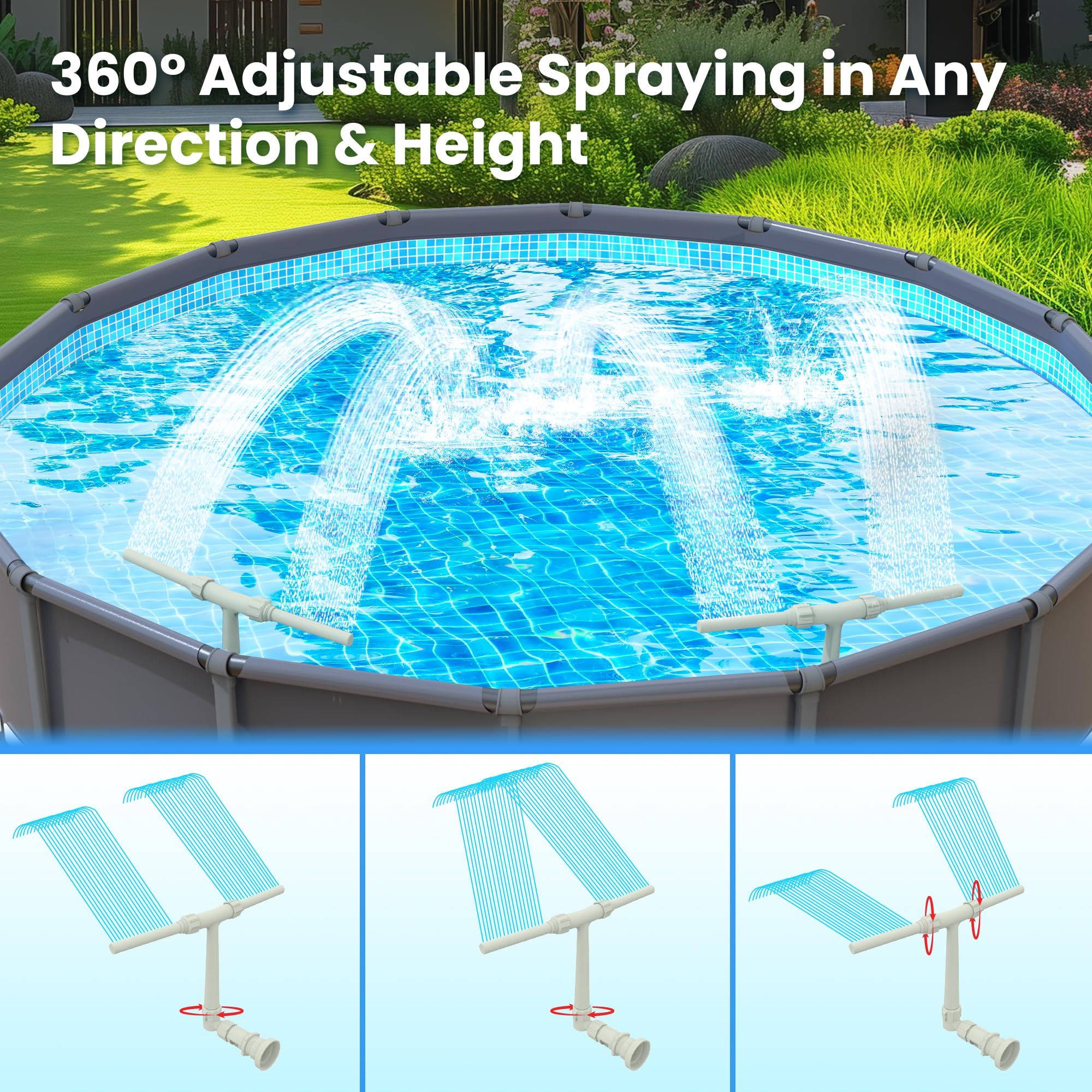 AquaJoyer Pool Fountain adjustable height setting
