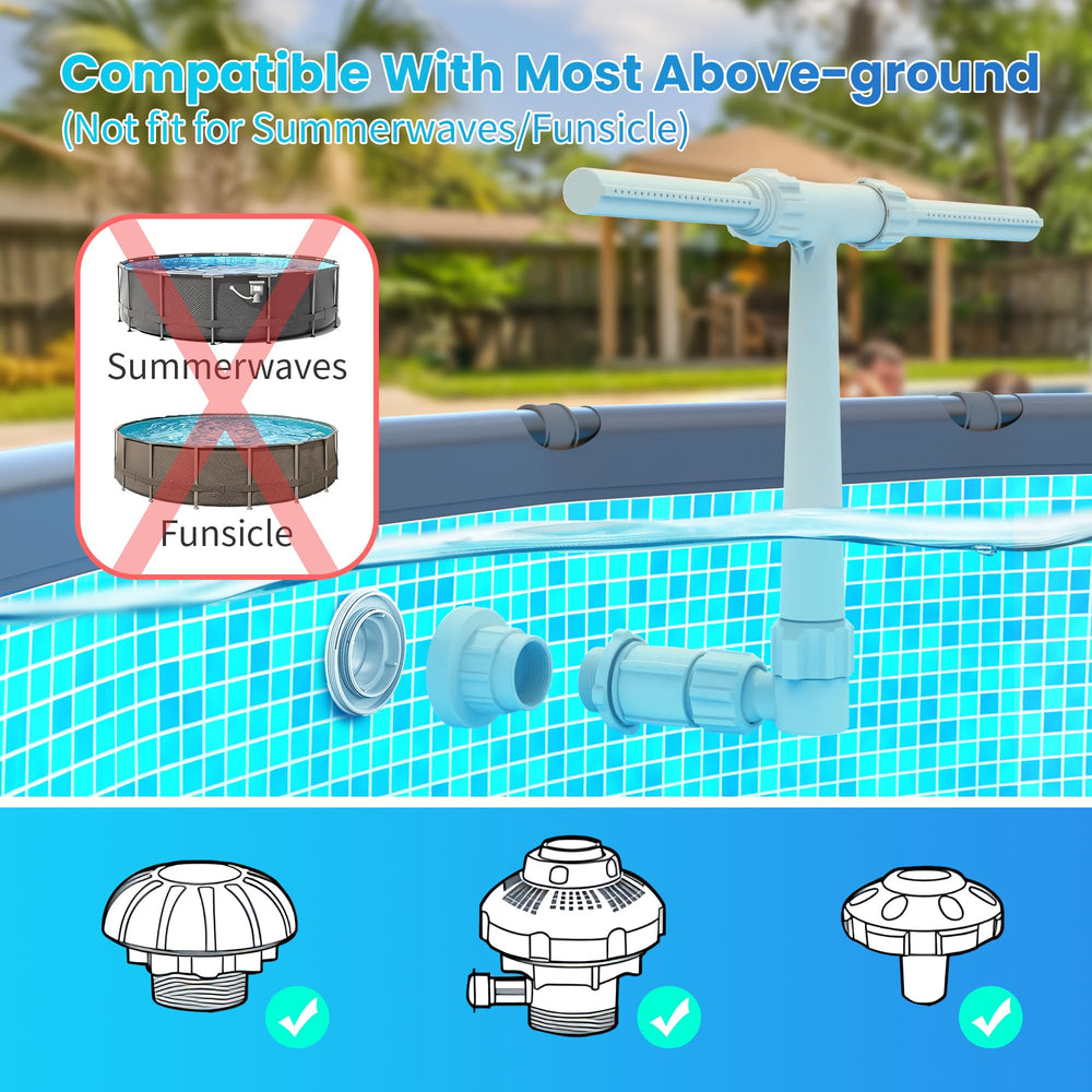 AquaJoyer Pool Fountain in action with water spray