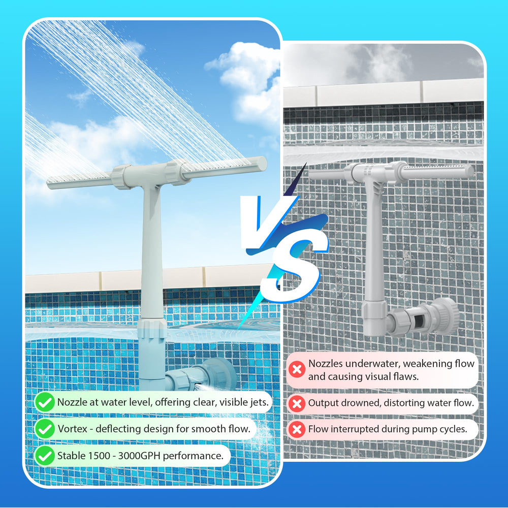 AquaJoyer Pool Fountain installed in above-ground pool