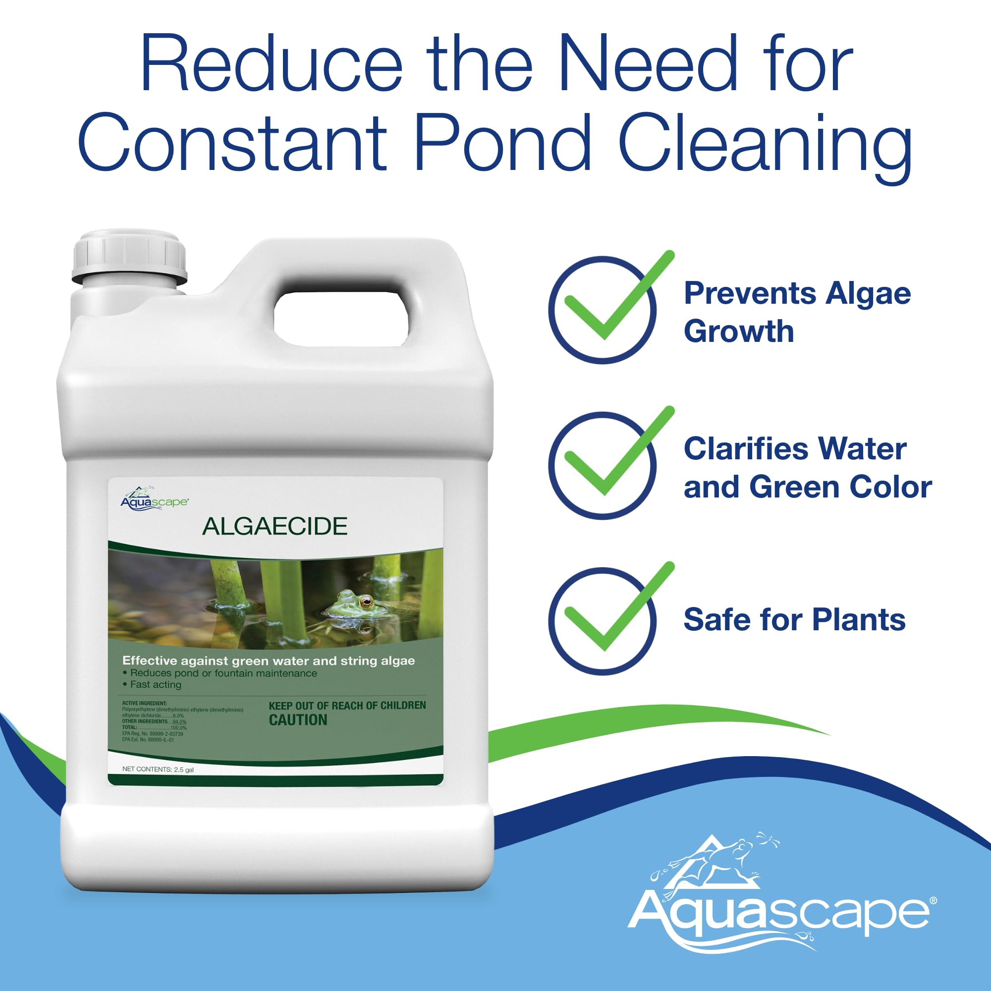 Aquascape Algaecide 32-Ounce bottle in a pond environment