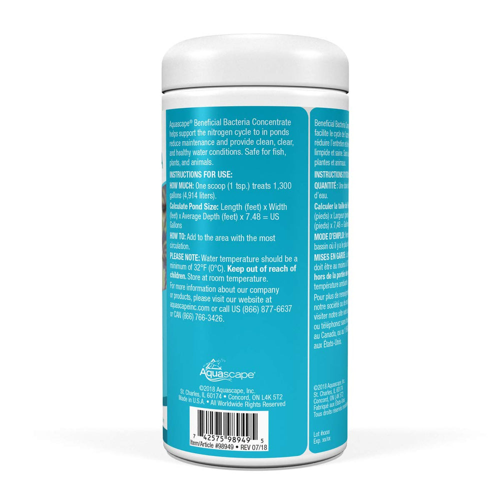 Aquascape Beneficial Bacteria Concentrate packaging details