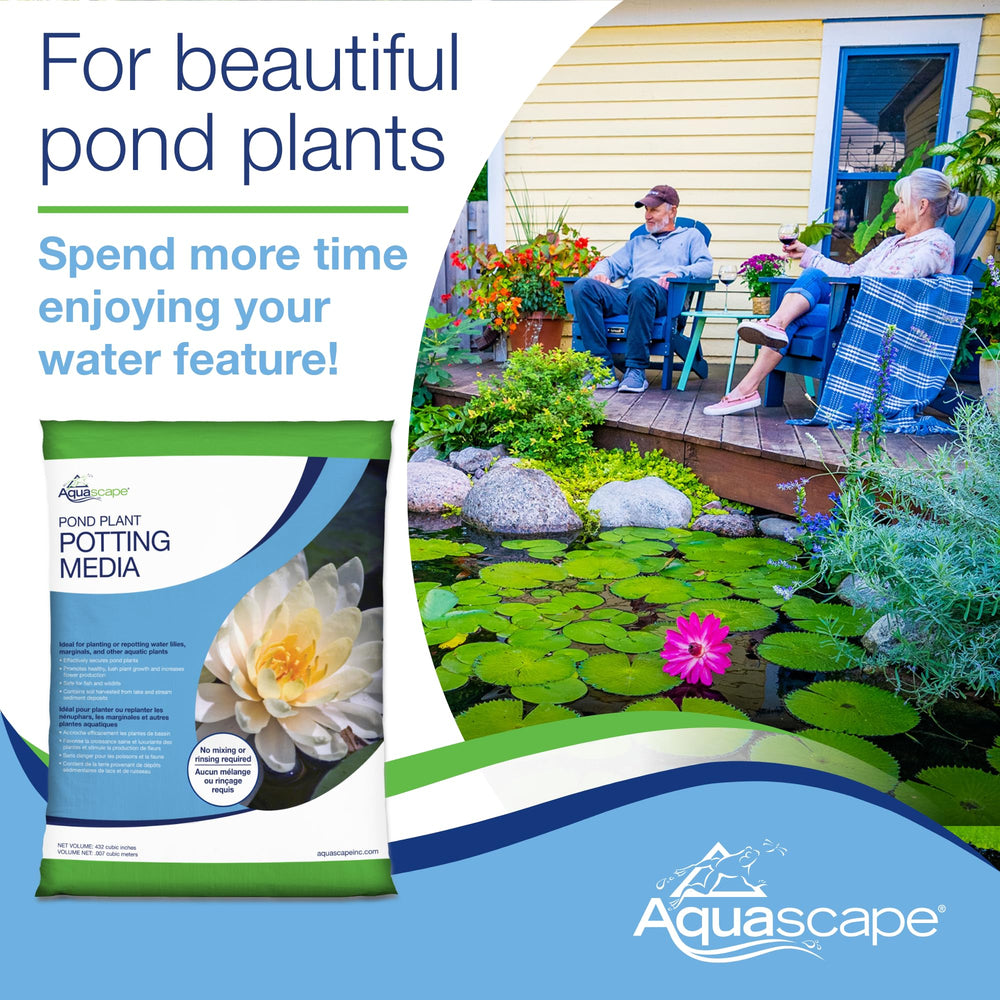 Aquascape Pond Plant Potting Media back view with specifications