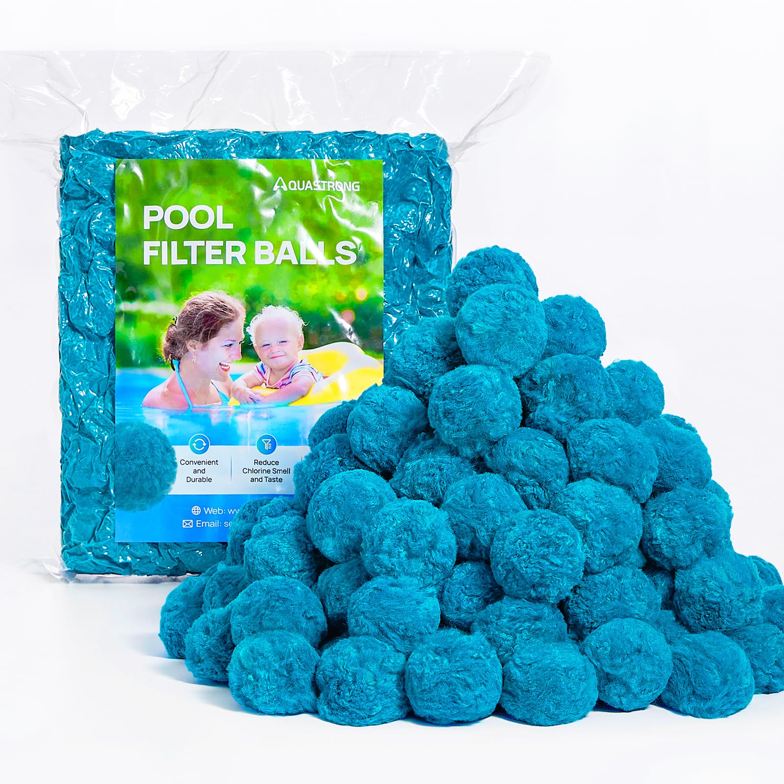 AQUASTRONG Pool Filter Balls 1.5 lbs blue colour front view