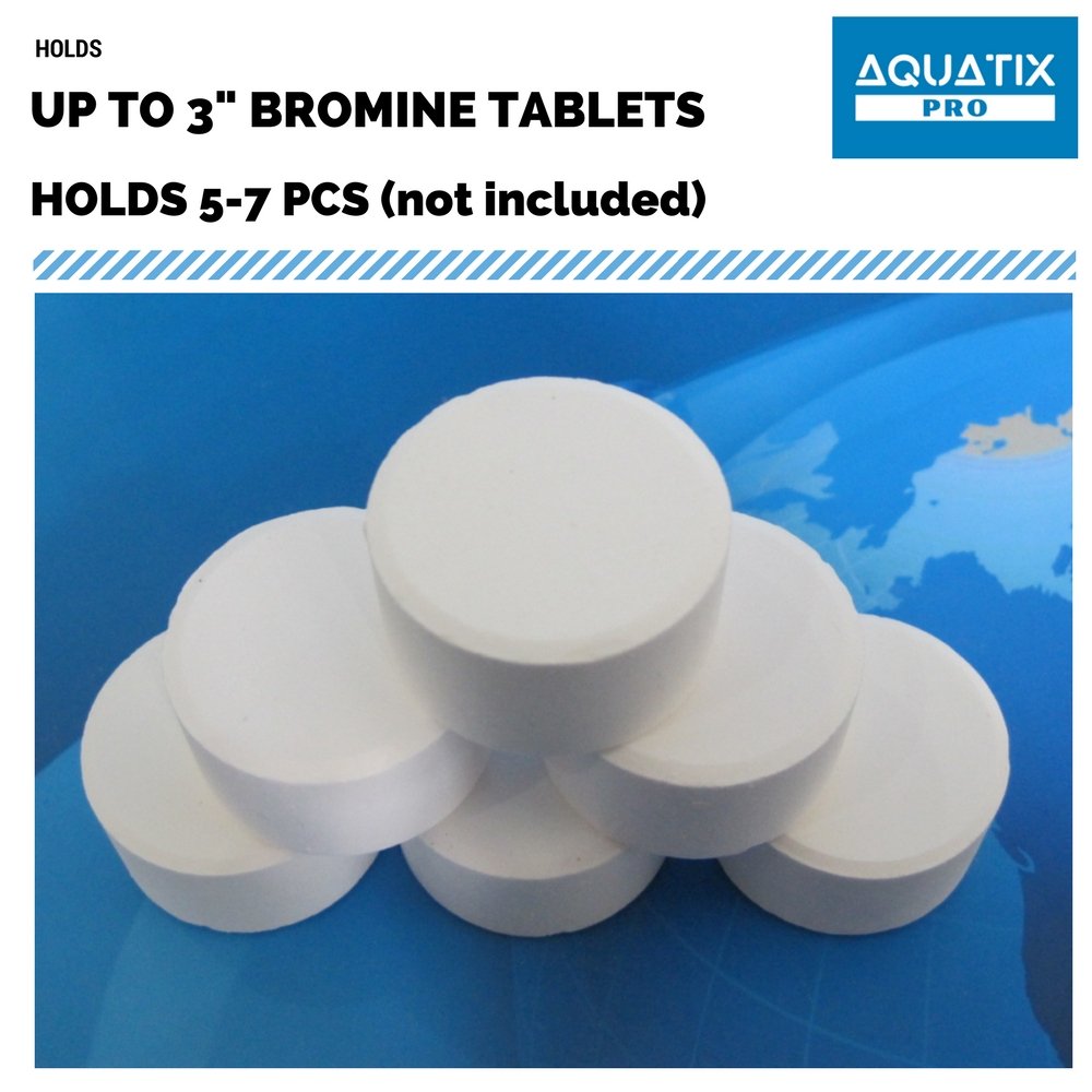 Aquatix Pro Chlorine Floater next to bromine tablets
