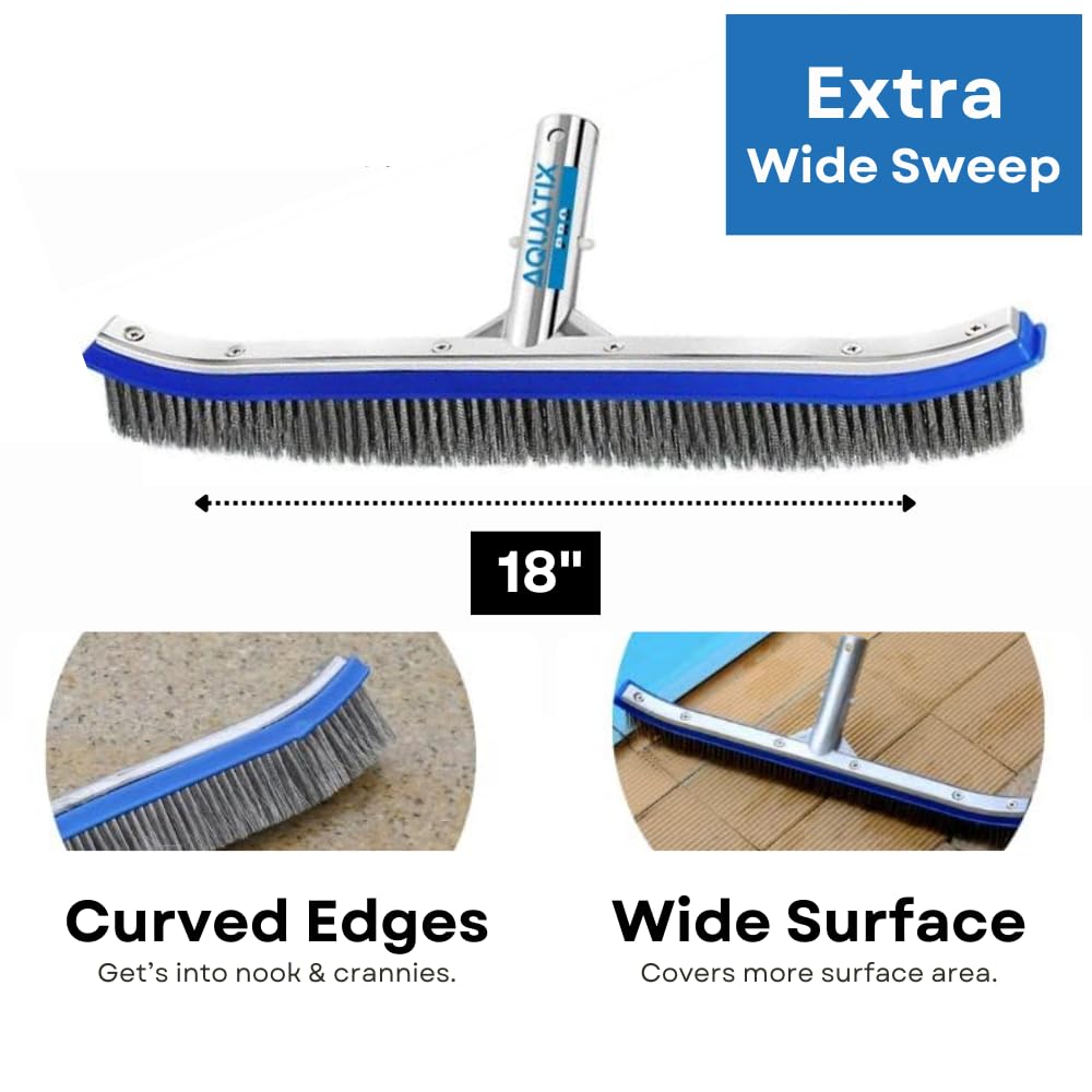 Aquatix Pro Pool Brush back view showing aluminum attachment
