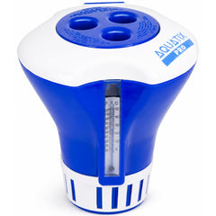 Aquatix Pro Pool Chlorine Floater Dispenser front view with thermometer