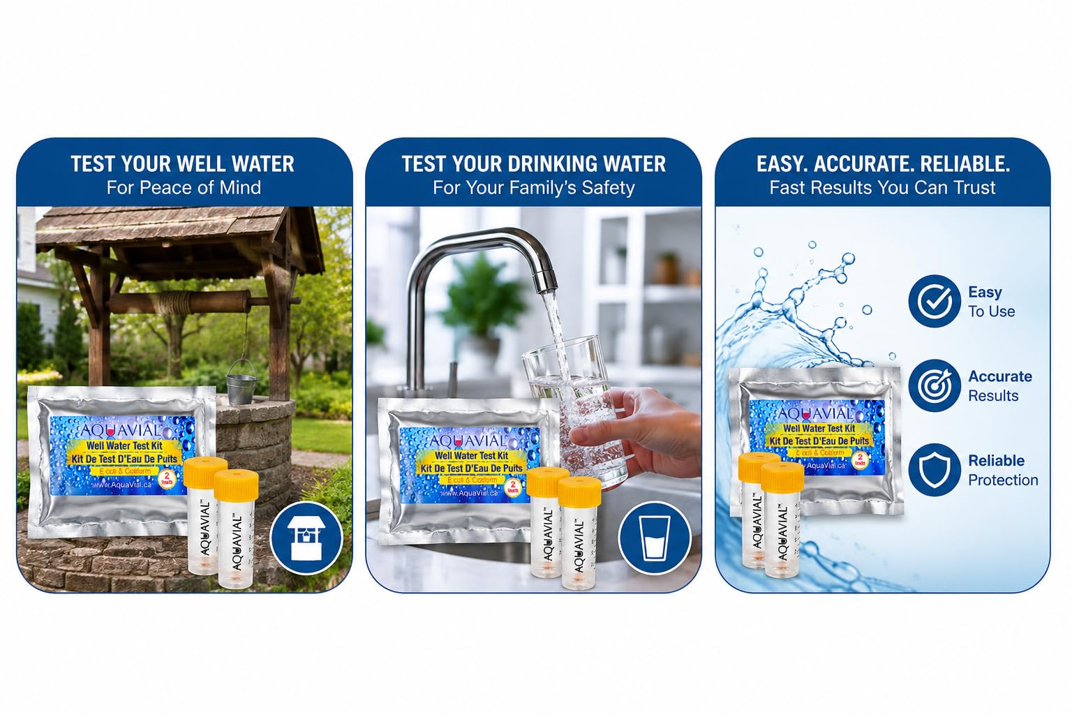 AquaVial Water Testing Kit back view with instructions