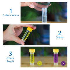 AquaVial Water Testing Kit showing two coliform tests