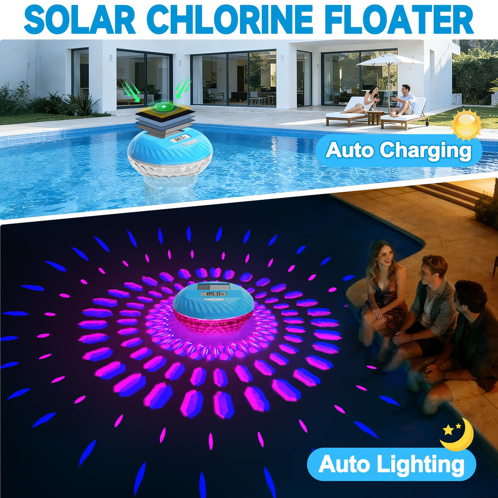 AquClor Chlorine Floater demonstrating solar light feature