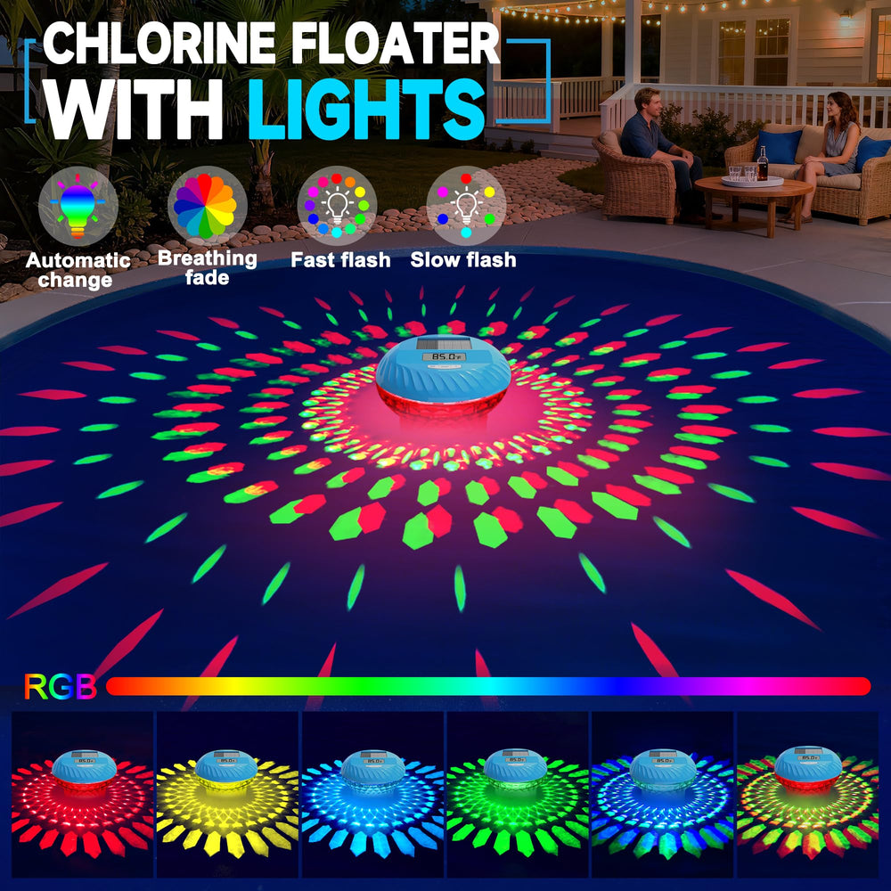 AquClor Chlorine Floater on the water surface of a pool