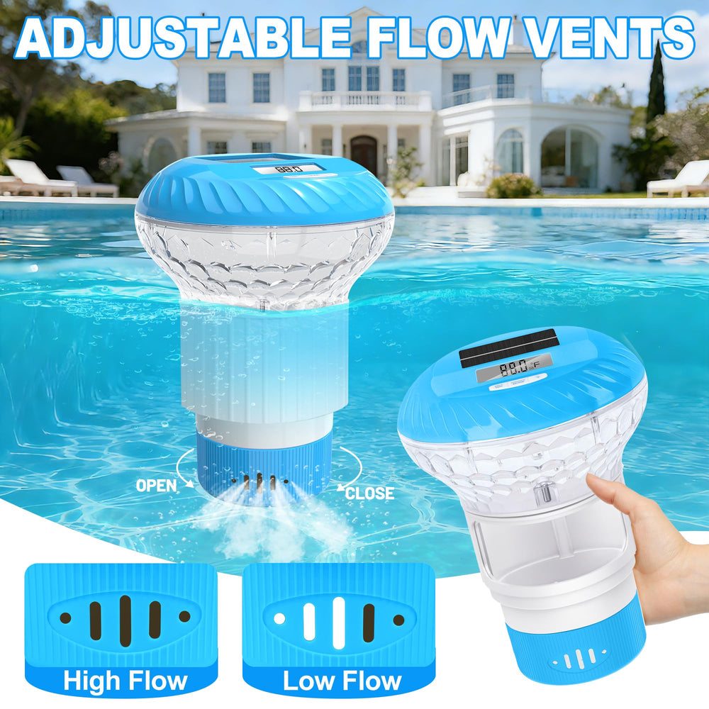 AquClor Chlorine Floater showing adjustable chlorine release vents