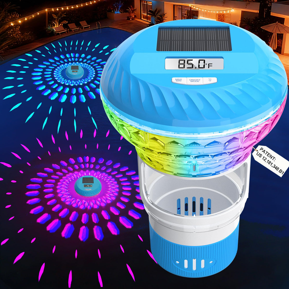 AquClor Chlorine Floater with Thermometer in blue color