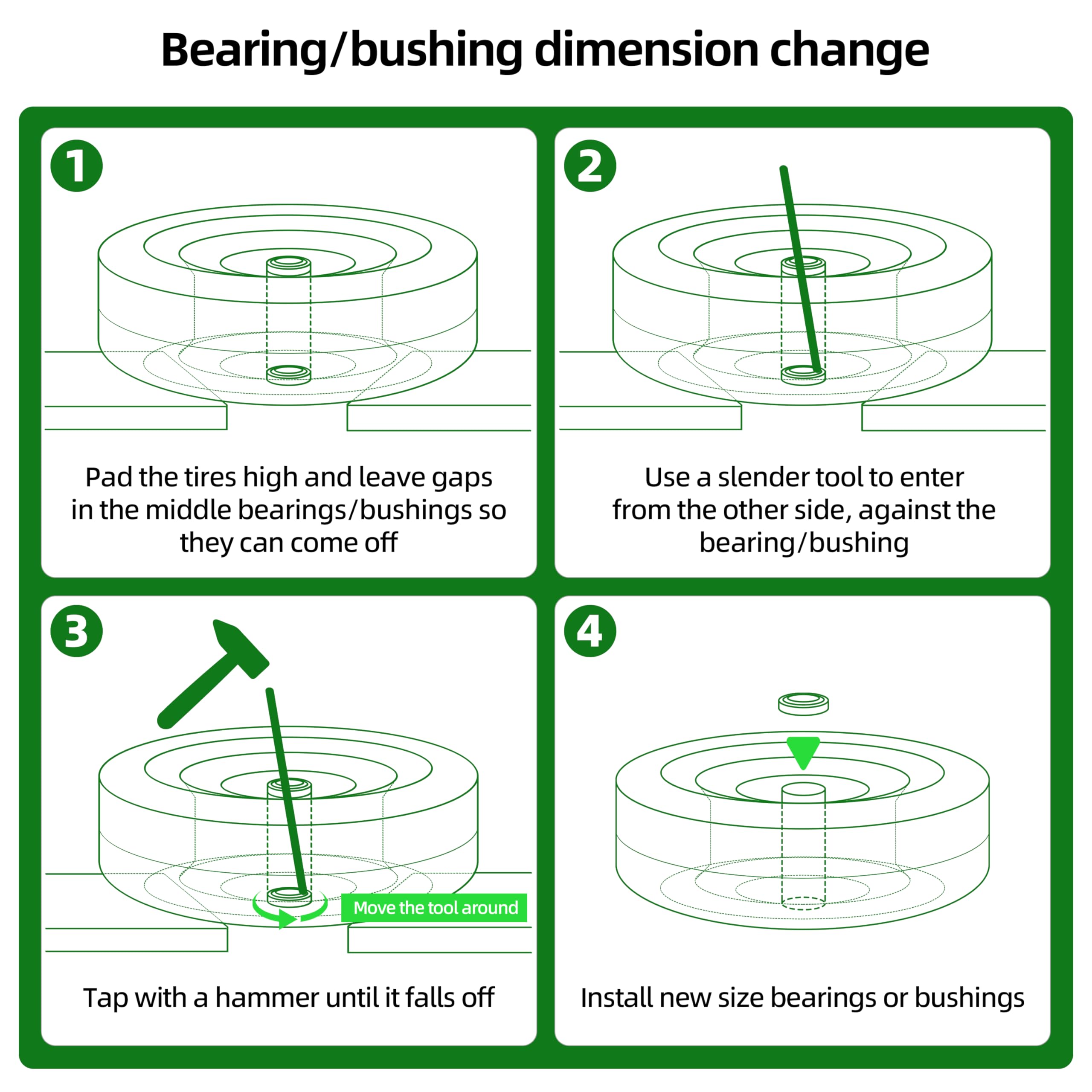 AR-PRO 1" Bushings showing inner and outer diameter