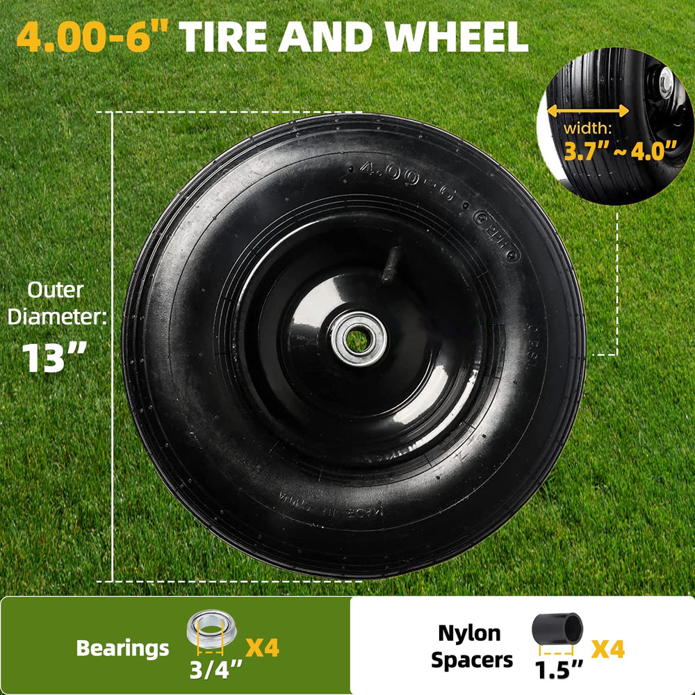 AR-PRO 13" tire and rim with ribbed tread