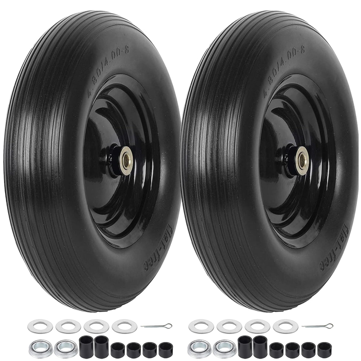 AR-PRO 4.80/4.00-8" flat free tire front view