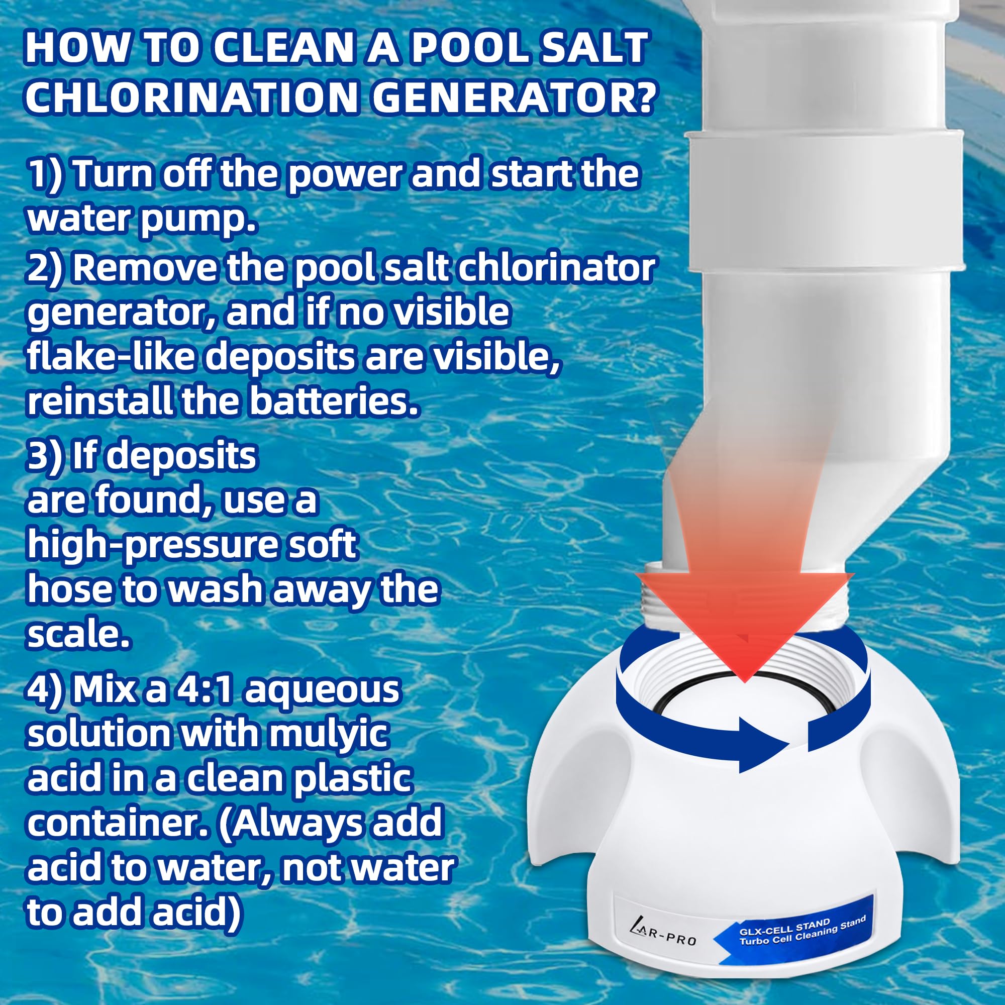 AR-PRO GLX-CELLSTAND in use with acid solution for cleaning