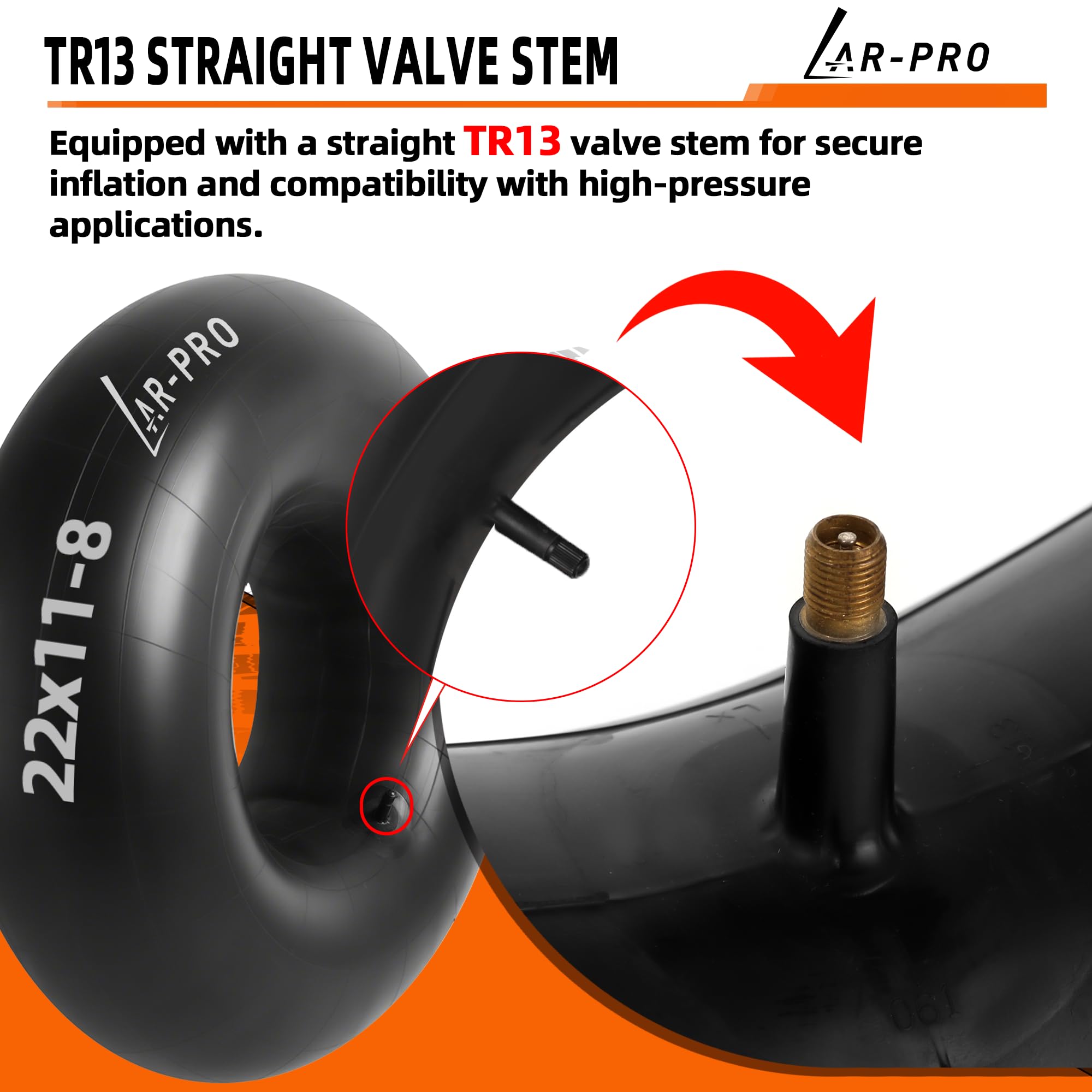 AR-PRO inner tube with dimensions displayed