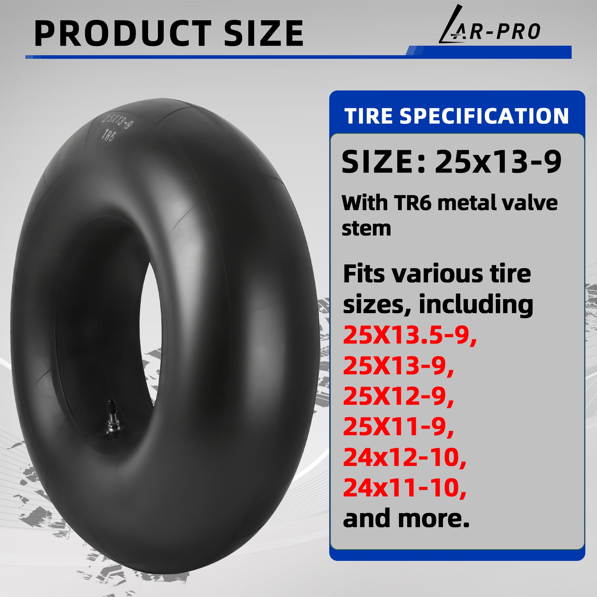 AR-PRO inner tube with TR6 metal valve stem