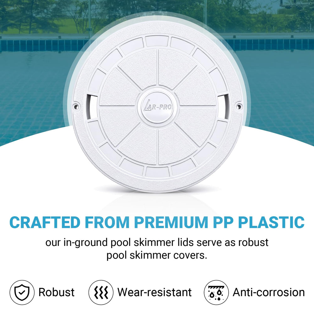 AR-PRO Skimmer Cover installed on pool skimmer