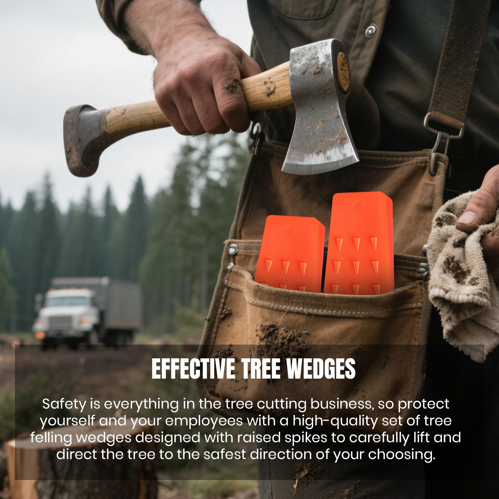 AR-PRO tree felling wedges in use during tree cutting