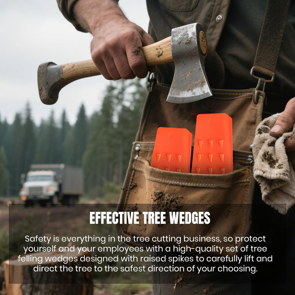 AR-PRO tree felling wedges in use during tree cutting