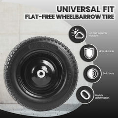 AR-PRO wheelbarrow tire side view showing solid construction