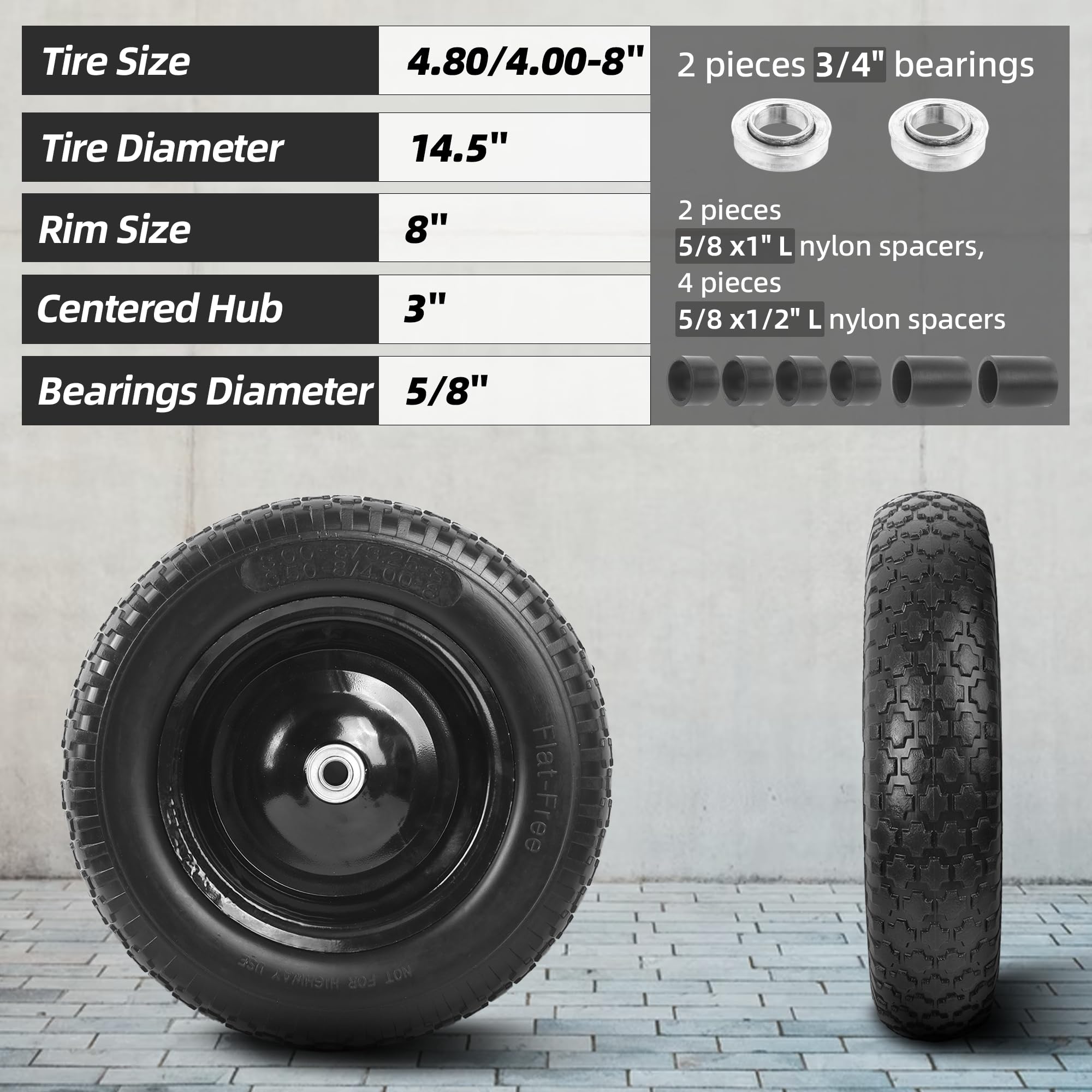 AR-PRO wheelbarrow tire tread close-up for traction