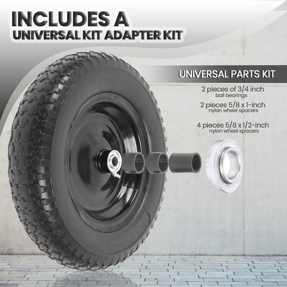 AR-PRO wheelbarrow tire with hub and bearings visible