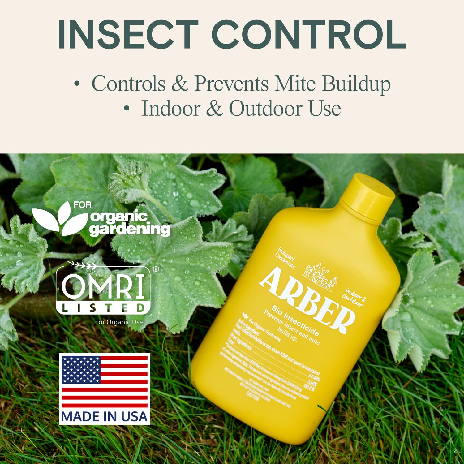 ARBER Organic Insecticide Spray label with usage instructions