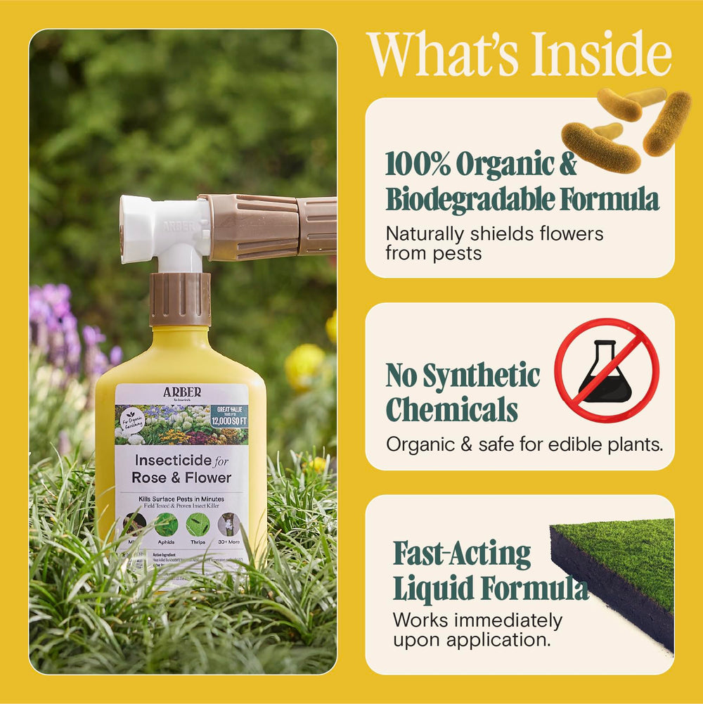 ARBER Organic Insecticide sprayed on a rose bush