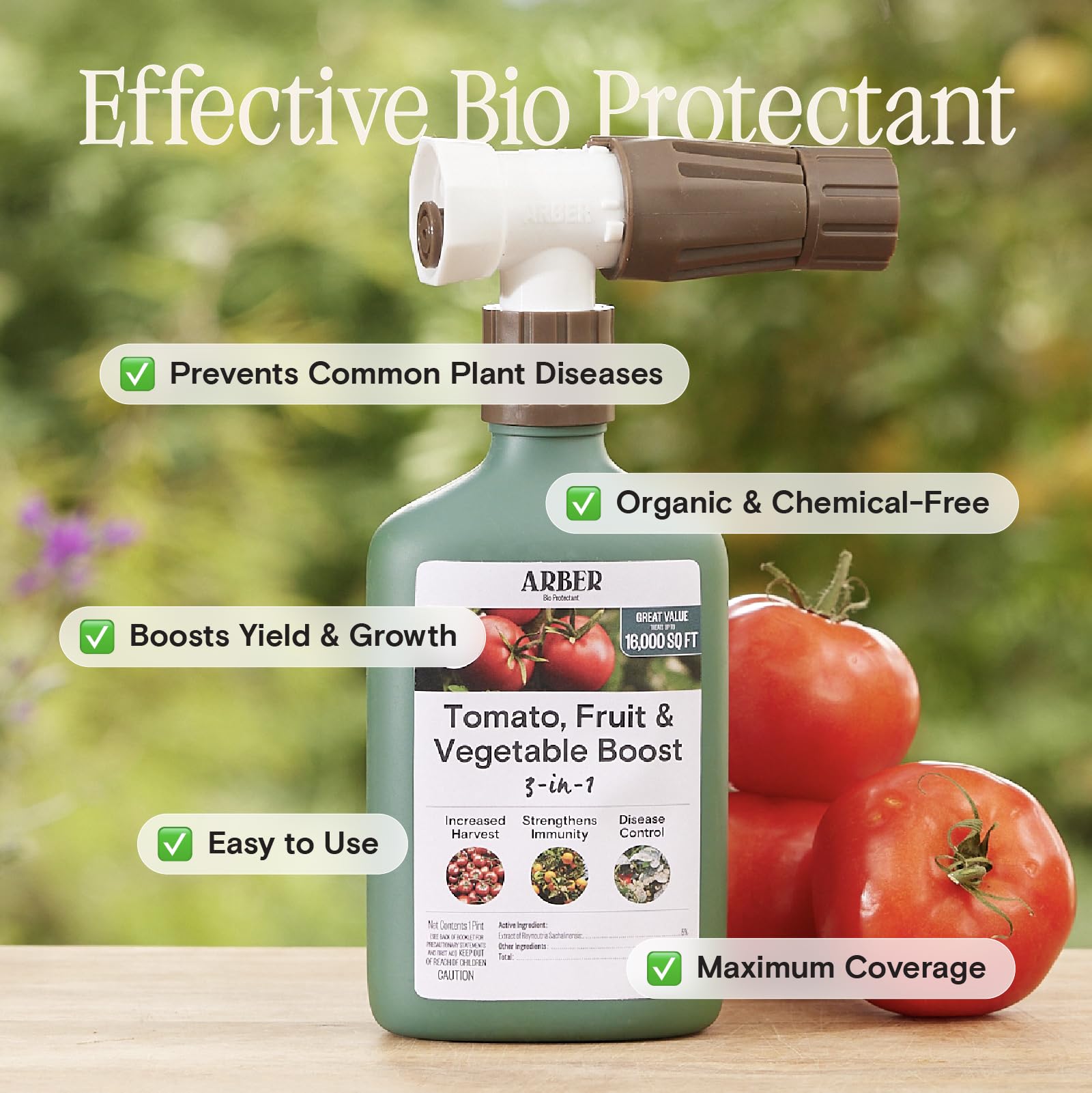 ARBER Organic Tomato & Vegetable Fungicide RTS 16 oz side view showing label details