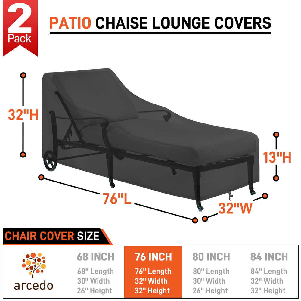 Arcedo Outdoor Lounge Chair Cover 76" x 32" x 32" H side view