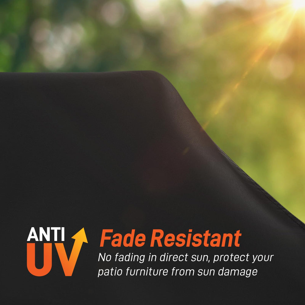 Arcedo Outdoor Lounge Chair Cover secured with fastening straps