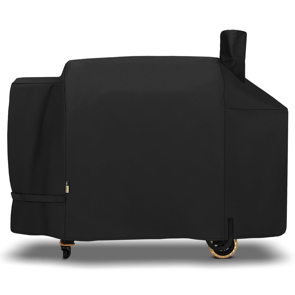 Arcedo Pellet Grill Cover front view, black fabric